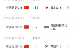 九游体育-U16和平杯积分：韩国6分领跑，国足U16暂1分&amp;今晚战乌兹别克斯坦